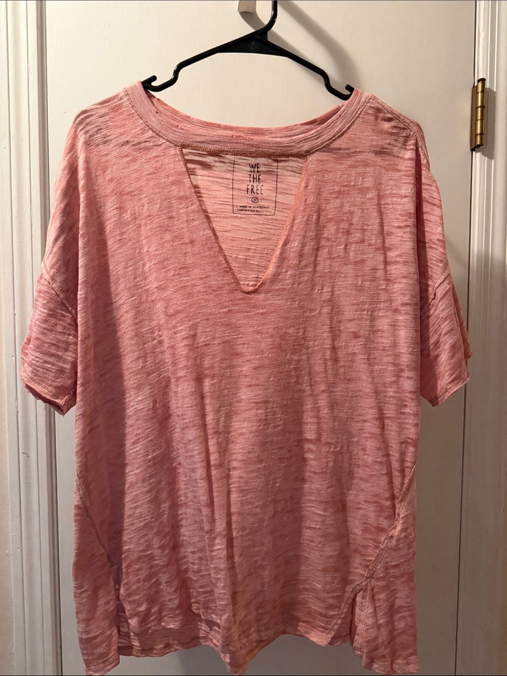 We The Free Soft Pink V-Notch Slub Short Sleeve Tee